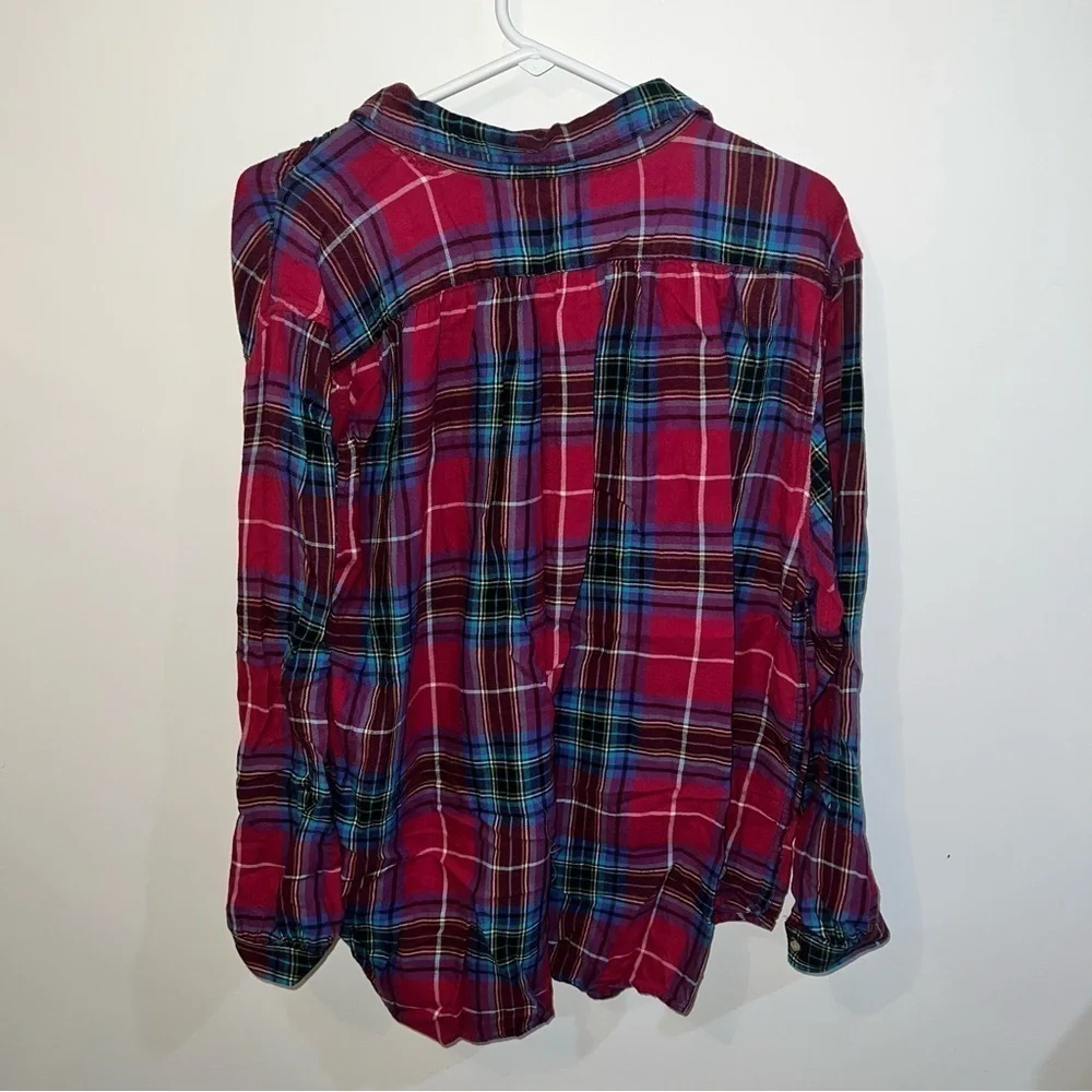 Chaps Denim Women’s Plus Size 2X Plaid Button-Up Tunic Shirt - Picture 2 of 7